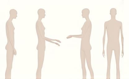 Illustration of different body language postures conveying various emotions or intentions.